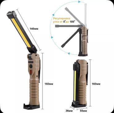 шахтёрский фонарик: Портативный многофункциональный фонарь YYC с COB-панелью и точечным — 3