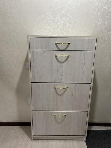 Тумба и подставка для обуви, Дерево, цвет - Серый