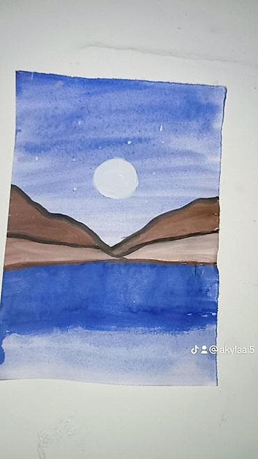 Декор жана интерьер: Я рисую лёгкие и нежные закаты гуашью 🌅⛰ Каждая работа выполнена — 2