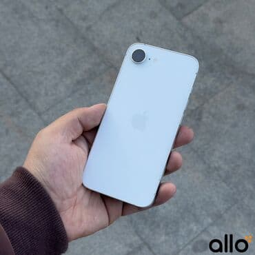 IPhone 16e, Б/у, 128 ГБ, Белый, Защитное стекло, Кабель, Коробка, 100 %