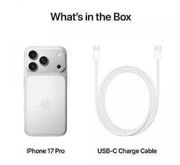 IPhone 17 Pro, Б/у, 256 ГБ, Серебристый, Кабель, 100 %