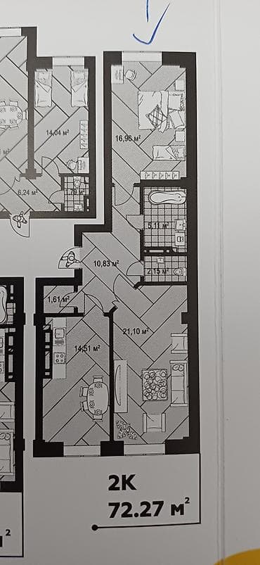 erl group: 2 комнаты, 72 м², Элитка, 5 этаж, Готовая ПСО (под самоотделку) — 1