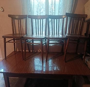 бу столдор: Ашкана үстөлү жана отургуч, Колдонулган, Өзү алып кетүү, түсү - Күрөң — 3