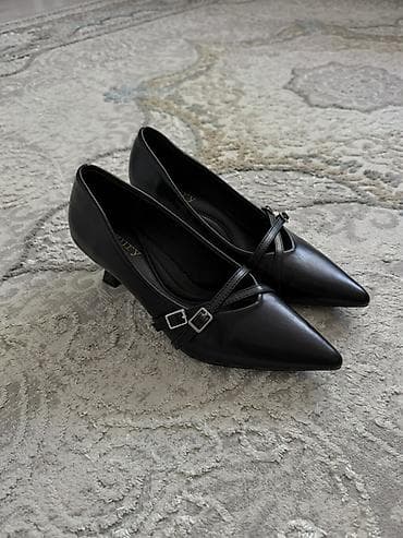 обувь для работы женская: Туфли-лодочки женские, черные - Материал: гладкая экокожа (визуально — 1