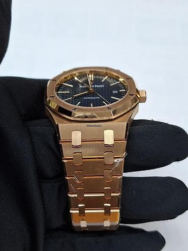 магнитный браслет от давления: Audemars Piguet Royal Oak Automatic, розовое золото, синий циферблат — 2