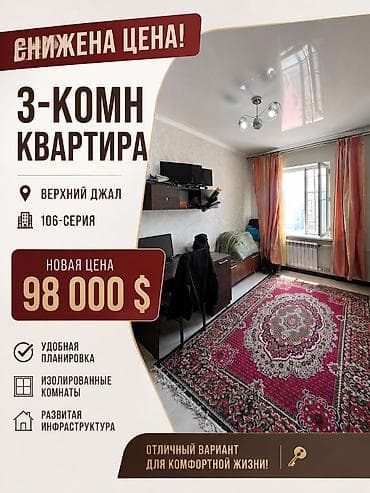 3 комнаты, 72 м², 106 серия, 9 этаж, Евроремонт — 1
