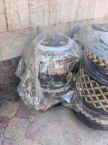 кафельный клей: Уличные тандыры (печи) на колесах с декоративной мозаикой - Тип — 1