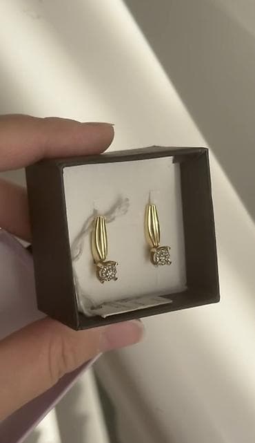 100 кожа: Серьги желтое золото 585’ вставка бриллианты Италия s 350 — 4