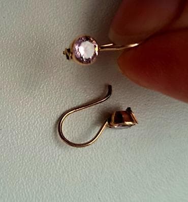 Серьги, Проба 585, Фианит, Женские, Советские (СССР), Б/у