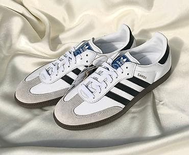 серые спортивные штаны: Кроссовки adidas Samba OG (белые/черные) Оригинал Америка. Размер 39 — 2