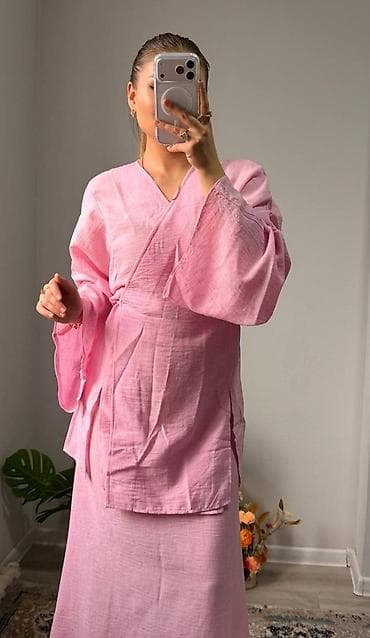 кимоно платье: Костюм с юбкой, Модель юбки: Прямая, Макси, Топ, Made in KG, S, M — 2