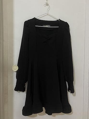 офисные рубашки: Женские платья 1) Черное платье с квадратным вырезом - Длина: до — 3