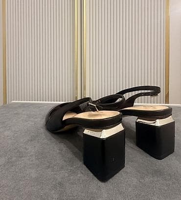 lining flex: Кожаные slingback — чёрные туфли с открытой пяткой Элегантные — 3