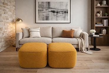 ✔️Современный пуфик в «Насыщенно-Оранжевом» цвете — уют и стиль в