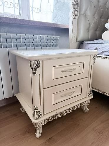 спальный гарнитур деревянный: Спальный гарнитур, Шкаф, МДФ, цвет - Белый — 2