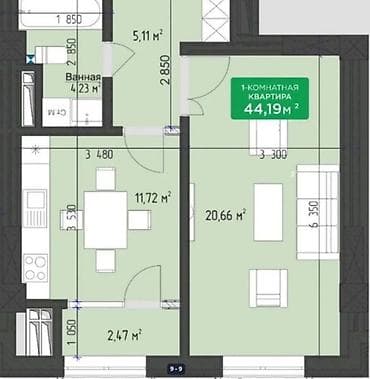 elegance stroy: 1 комната, 44 м², Элитка, 10 этаж, Евроремонт — 8