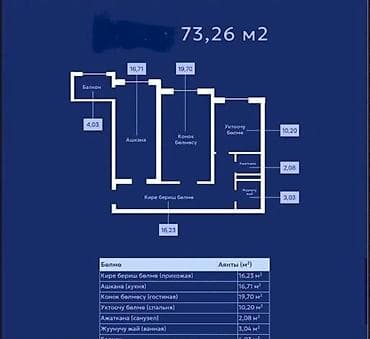 ts group: 2 комнаты, 73 м², Достук с. Элитка, 4 этаж, Свежий ремонт — 2