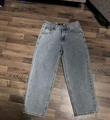 Джинсы: Серые джинсы прямого кроя - Универсальный прямой силуэт, средняя — 1