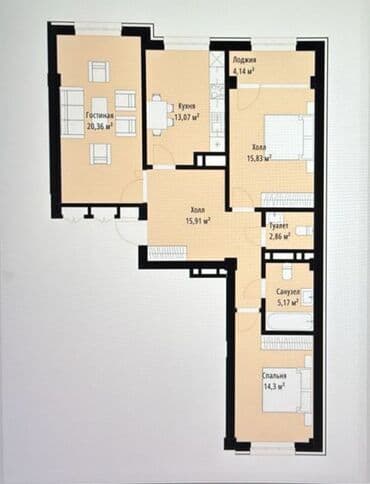 арча бешик дом продажа: 3 бөлмө, 92 м², Элитка, 11 кабат, ПСО (өзү оңдоп түзөтүп бүтүү үчүн) — 2