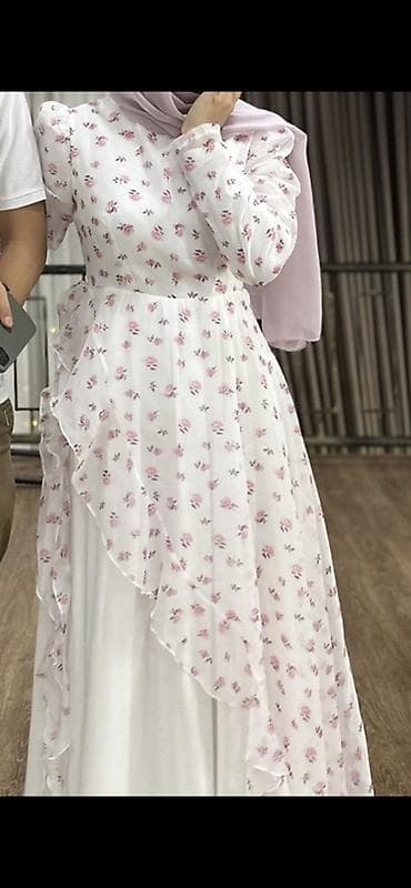 devit 3: Женское длинное платье с цветочным принтом. - Цвет: белый с — 1