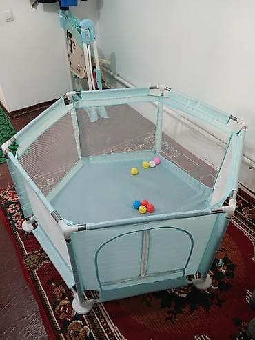 дачная качеля: Детский манеж‑ограждение, шестиугольной формы, цвет мятный — 2