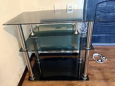 кранштейн для телевизор: Тумба и подставка для телевизора, Напольная, Стекло, цвет - Черный — 1