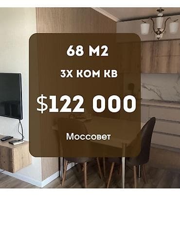 3 комнаты, 68 м², Моссовет Индивидуалка, 5 этаж, Евроремонт