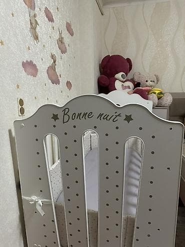 детскую кровать монеж: Детская кроватка «Bonne nuit» белого цвета - Классическая деревянная — 2