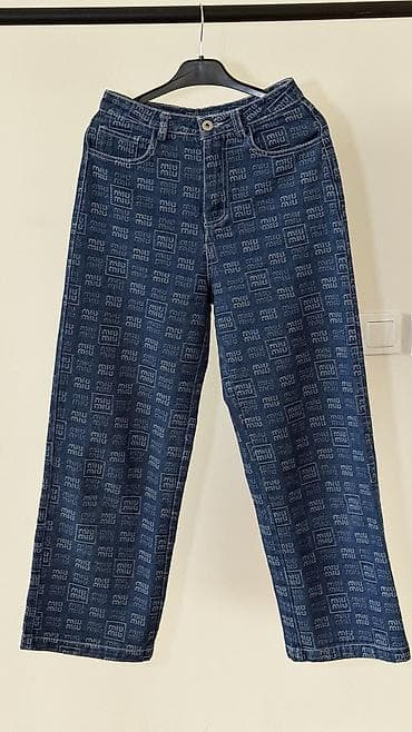 джинсы с подтяжками: Джинсы, Прямые, Италия, Высокая талия, S — 1