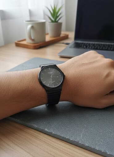 Классические часы часы, Casio, Титан, Япония, Водонепроницаемые, Мужские, Б/у