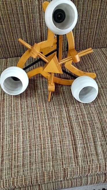 Люстралар: Потолочная люстра с деревянным каркасом и 3 плафона дами - Дизайн — 2