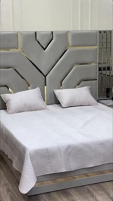 спальный гарнитур зиля: Спальный гарнитур, Двуспальная кровать, Металл, цвет - Серый — 6