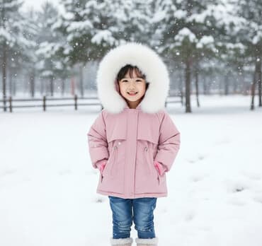 детские классические костюмы для мальчиков бишкек: Детская зимняя куртка для девочки - Цвет: пудрово‑розовый - Капюшон с — 1