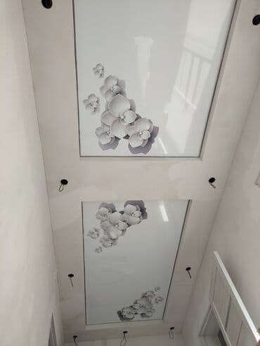 натожный потолок: Керме шыптар Жылтырак, Жылтырабаган, 3D потолоктор Кепилдиги, Акысыз консультация, Акысыз ченөө — 18