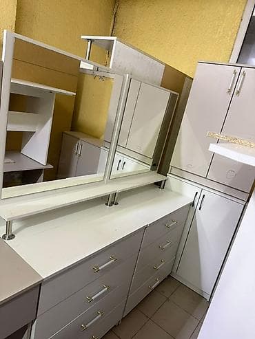 Туалетные столики: Туалетный столик, С зеркалом, цвет - Белый, ЛДСП — 6