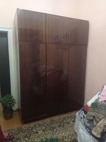 шкаф советское: Шифоньер, Б/у, Прямой, цвет - Коричневый, Дерево — 1