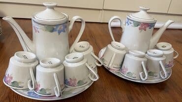 Посуда!!! Кофейный сервис. 2 комплекта ( 2 чайника 8 чашечек, 2