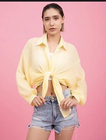 Личные вещи: Женская рубашка оверсайз, легкая полупрозрачная - Цвет: нежно‑желтый — 3