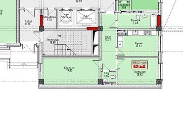 2 bedroom: 2 комнаты, 62 м², Технопарк Элитка, 1 этаж, ПСО (под самоотделку) — 2