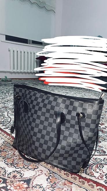 чемодан бу: Оригинальная Сумка-шоппер Louis Vuitton Neverfull (Damier Graphite) — 1