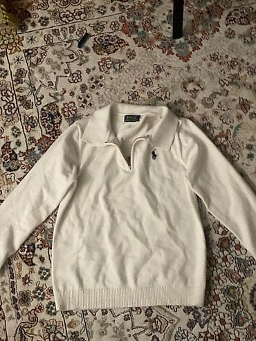 Свитер-поло Ralph Lauren, белый. - Классический крой с длинным at lalafo.kg Свитер-поло Ralph Lauren, белый. - Классический крой с длинным