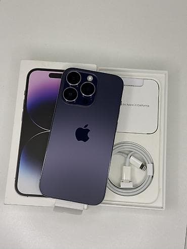 IPhone 14 Pro, Б/у, 128 ГБ, Deep Purple, Кабель, Коробка, 88 %