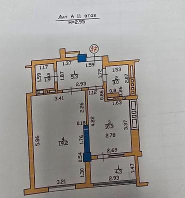 11: 1 комната, 44 м², Ак-Кеме (старый аэропорт) 11 этаж — 4