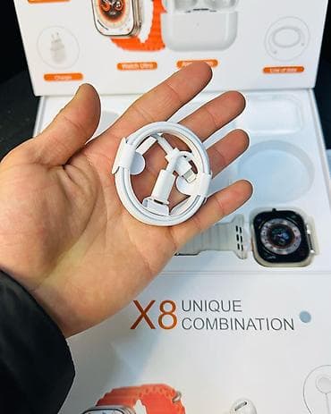 apple watch купить: Набор X8 🔥 Смарт-часы Ultra + наушники + аксессуары Идеальный — 8