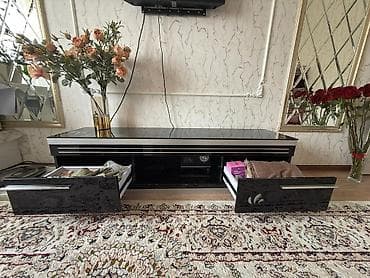 Вешалки: Тумба и подставка для телевизора, Б/у, Напольная, Стекло, Самовывоз, цвет - Черный — 5