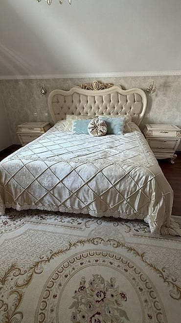 Спальный гарнитур, Двуспальная кровать, Турция, МДФ, цвет - Бежевый