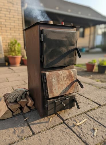 живой фарель: Твердотопливный котел/буржуйка с водяной рубашкой - Корпус сварной из — 1