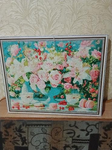 Картины: Картины ручной работы. - Алмазная мозаика «Натюрморт с розами и — 1