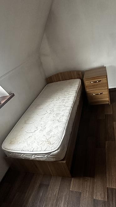 кровать массив: Спальный гарнитур, Односпальная кровать, ДСП, Самовывоз, цвет - Коричневый — 2