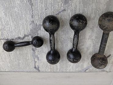 Тренажеры: Набор ретро-гантелей цельнолитых из чугуна. Состав: - 4 гантели — 2
